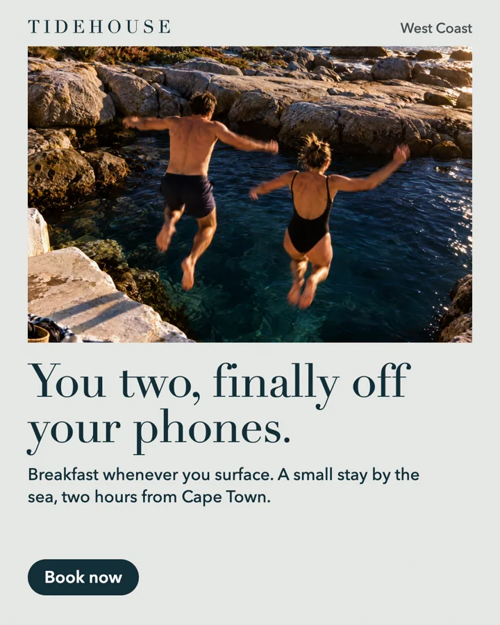 Tidehouse feed ad for Customer A, You two, finally off your phones.